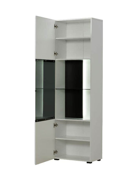 Terrento White Tall Display Cabinet: Modern Storage Solution with Gloss Front - UK Luxury Furniture